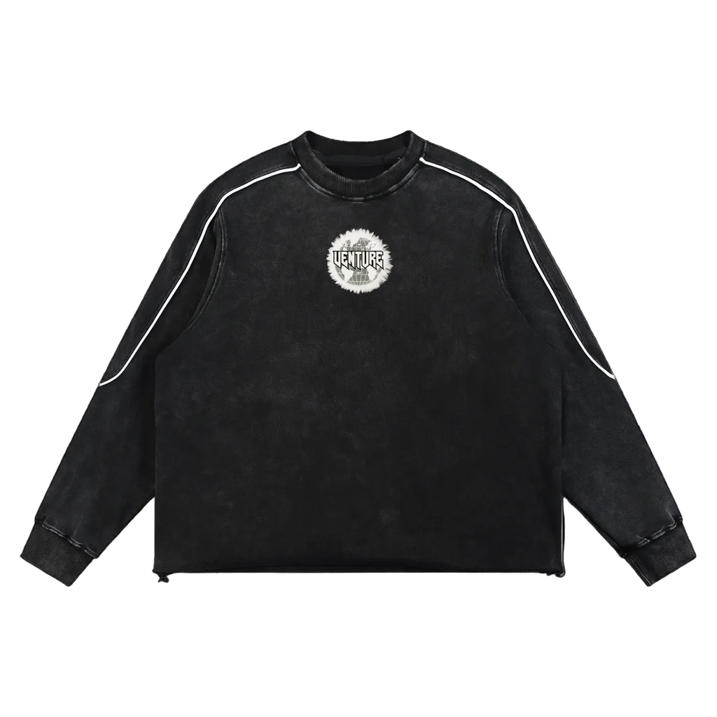"Vision" Raw Hem Washed Crew