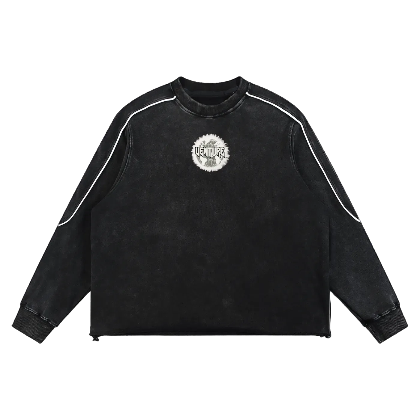 "Vision" Raw Hem Washed Crew