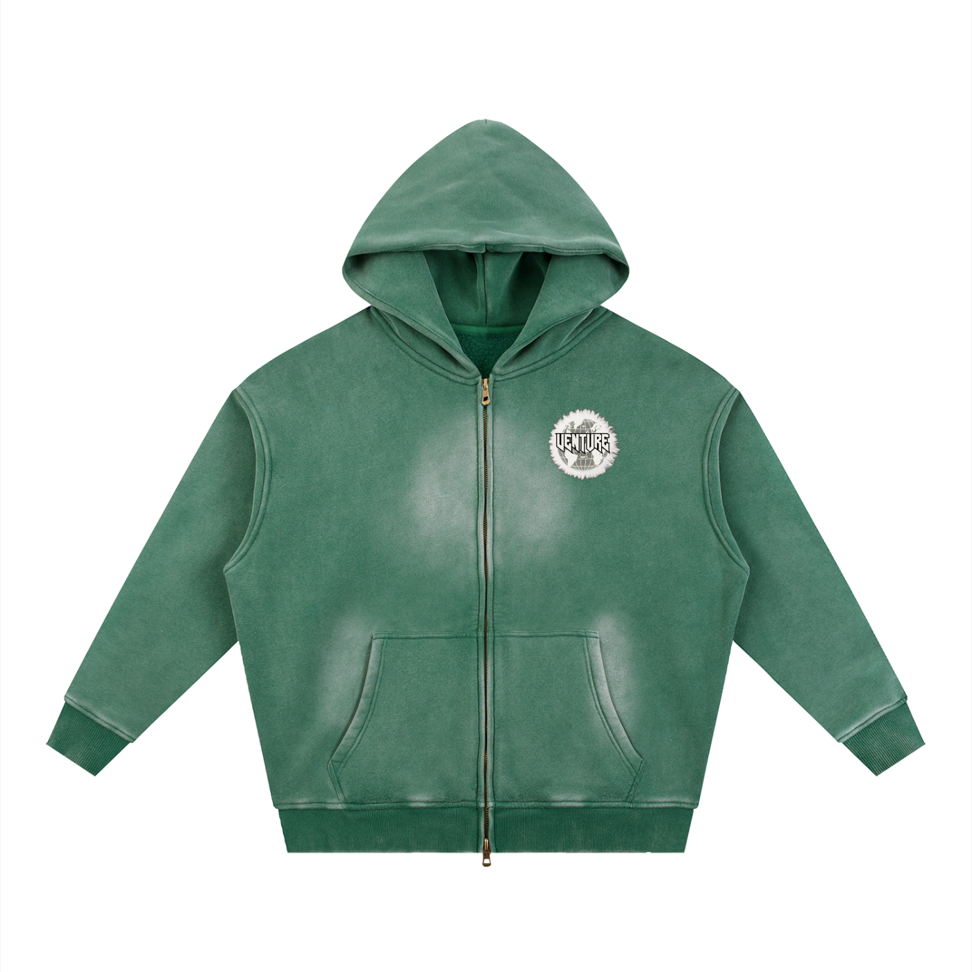 "Visions" Sun-faded Double Zip Hoodie