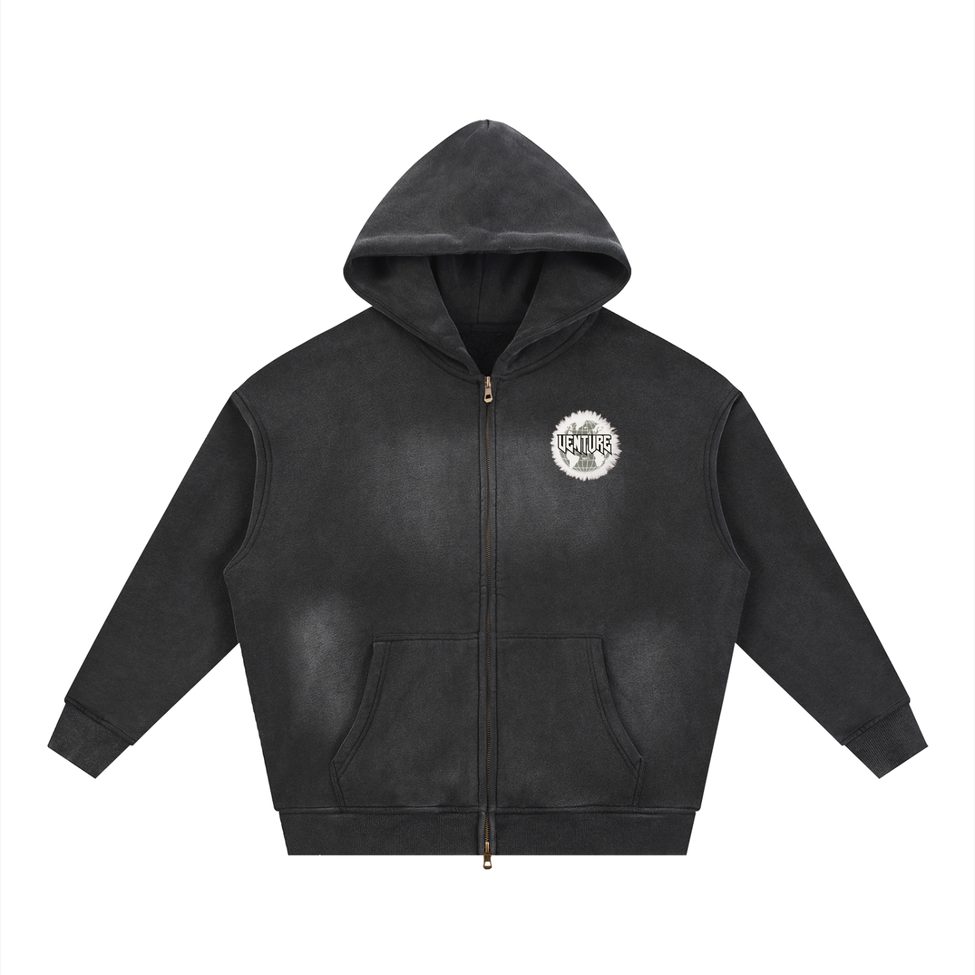 "Visions" Sun-faded Double Zip Hoodie
