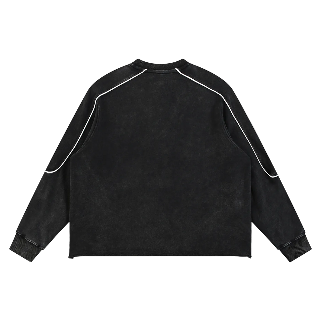 "Vision" Raw Hem Washed Crew